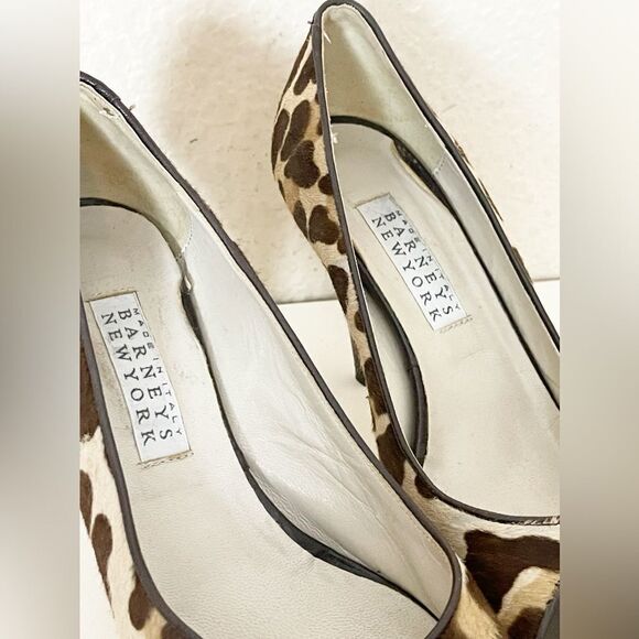 Vintage Barneys New York heels textured leopard print pee toe pumps. 38 - Picture 5 of 12